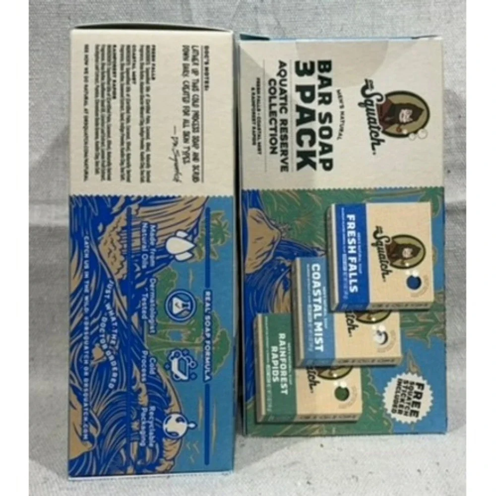 Dr. Squatch Men's Natural Bar Soap 3 Pack Aquatic Reserve Collection 2 Boxes